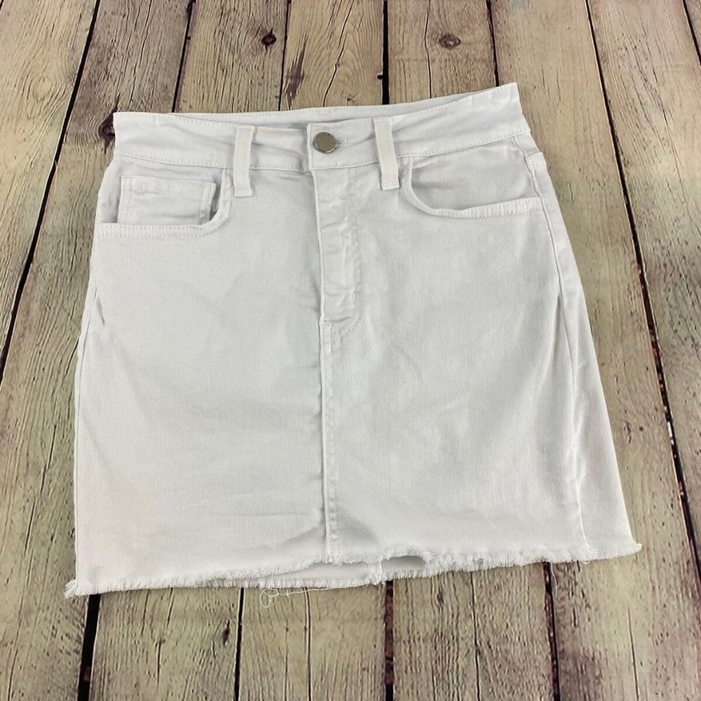 White Denim Mini Skirt - Classic Casual